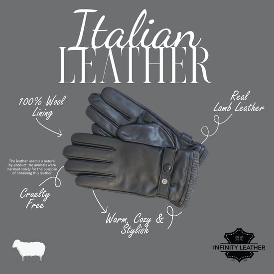 Herenhandschoenen van zwart Italiaans leer met warme wollen voering voor winterfietsen en casual rijden - Image 4