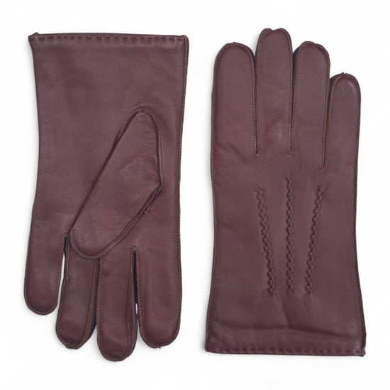 Heren kastanjebruin Italiaans leer warme wollen voering winter steekontwerp rijden casual handschoenen - Image 1