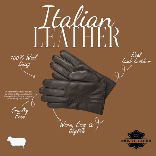 Herenhandschoenen van bruin Italiaans leer met warme wollen voering en wintersteekmotief voor rijden en casual rijden - Image 4