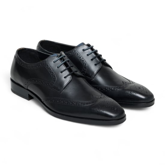 Antique Rogue Heren Zwarte Leren Oxford Derby Brogue - Luca - Image 3