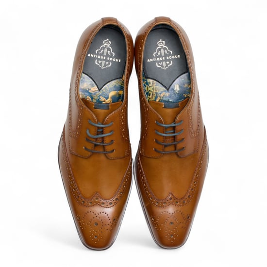 Antique Rogue Heren Bruine Leren Oxford Derby Brogue - Luca - Image 4