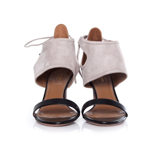 Aquazzura Beige suède en zwarte leren sandaal - Image 3