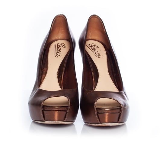Gucci Gold Sofia peeptoe pumps - Image 5