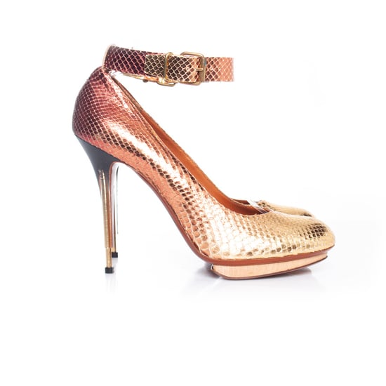 Lanvin Metallic python enkelband pumps - Image 5