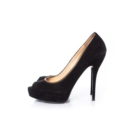 Gucci zwarte suède peep-toe platform pumps - Image 2