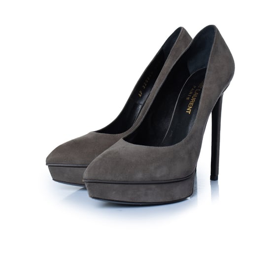Saint Laurent Grijze suède janis pump - Image 1