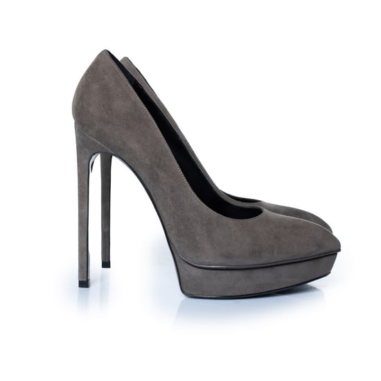 Saint Laurent Grijze suède janis pump - Image 5