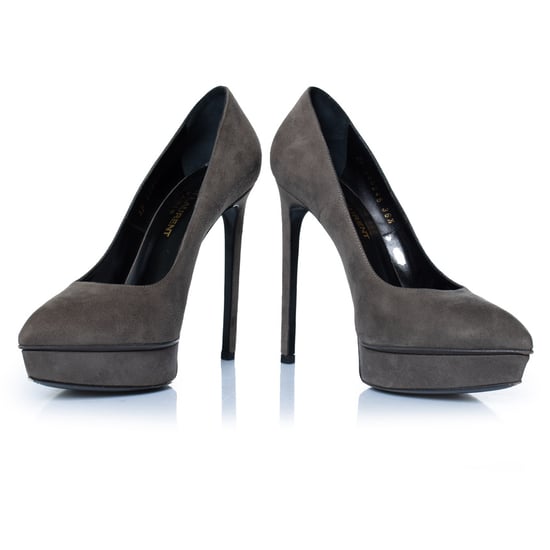 Saint Laurent Grijze suède janis pump - Image 6