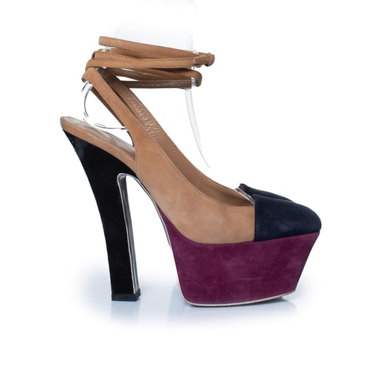 Yves Saint Laurent driekleurige suède plateau pumps - Image 5