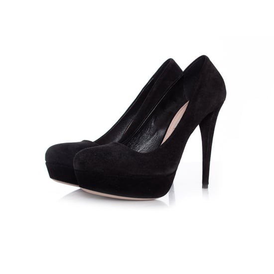 Miu Miu Zwarte suède plateau pumps. - Image 1
