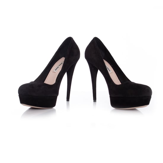 Miu Miu Zwarte suède plateau pumps. - Image 3