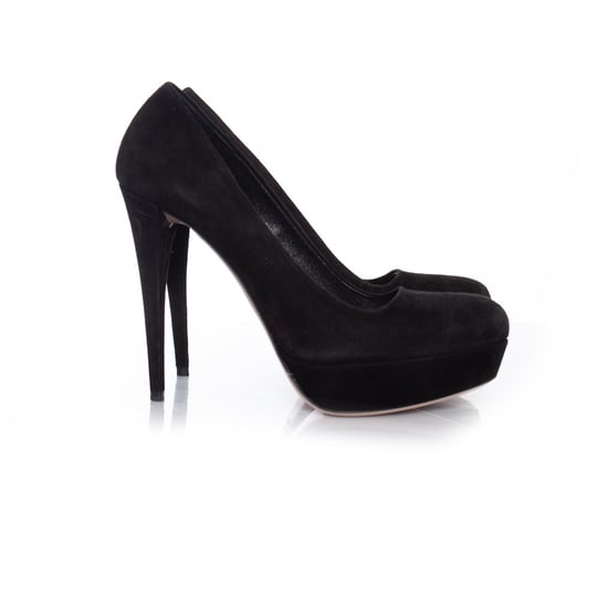 Miu Miu Zwarte suède plateau pumps. - Image 5