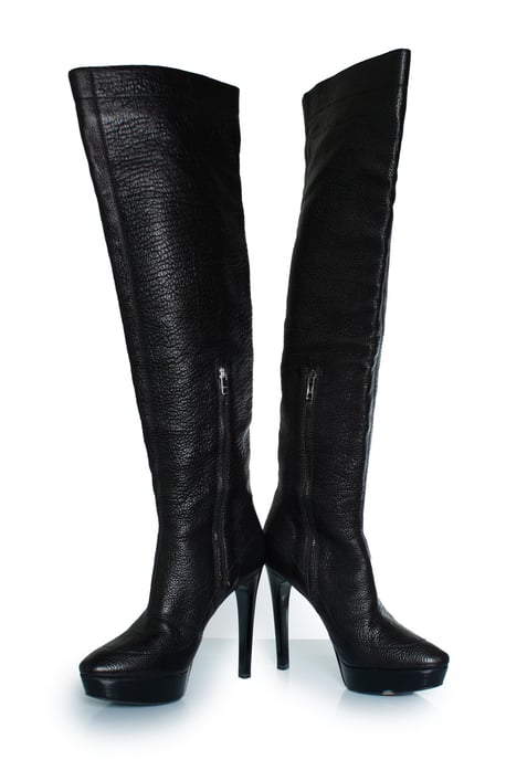 Zwarte leren overknee platformlaarzen van Burberry - Image 6