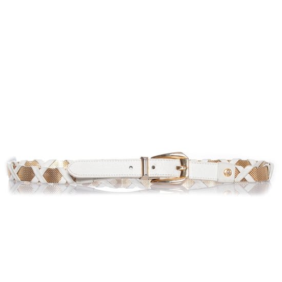 Gianni Versace Witte leren en metalen gevlochten riem - Image 1