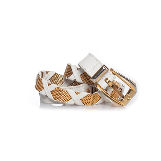 Gianni Versace Witte leren en metalen gevlochten riem - Image 3