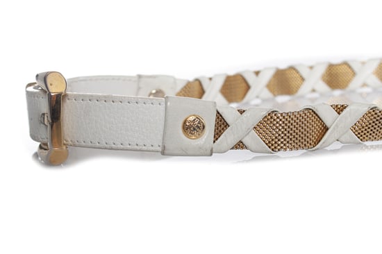 Gianni Versace Witte leren en metalen gevlochten riem - Image 4