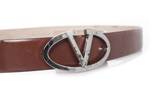 Valentino Garavani Bruine leren V-gesp riem - Image 6