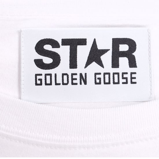 Golden Goose Wit T-shirt met contrasterend groen logo en ster - Image 4