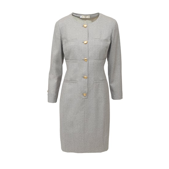 Valentino Miss V Wol Jurk met Schildpadknopen - '90s - Image 1
