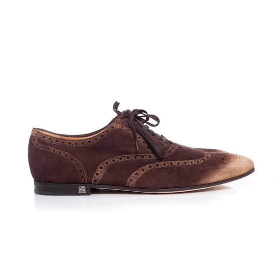 Gucci Suede wingtip derby met lichte neuzen. - Image 6
