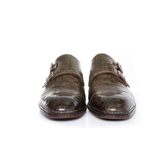 Santoni-schoenen in olijfgroen alligatorleer - Image 2