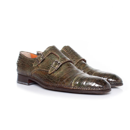 Santoni-schoenen in olijfgroen alligatorleer - Image 4