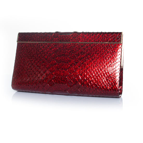 Jimmy Choo python leren clutch in metallic rood - Image 1