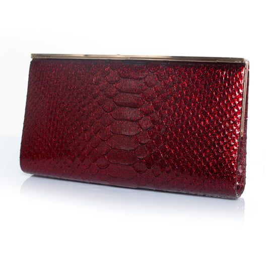 Jimmy Choo python leren clutch in metallic rood - Image 2