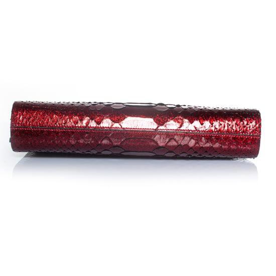 Jimmy Choo python leren clutch in metallic rood - Image 4