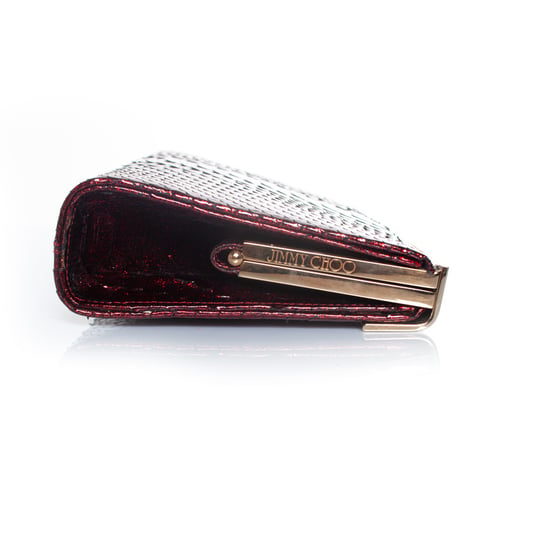 Jimmy Choo python leren clutch in metallic rood - Image 5