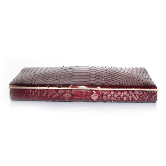 Jimmy Choo python leren clutch in metallic rood - Image 6