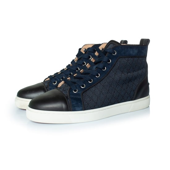 Christian Louboutin blauwe geweven hoge sneakers - Image 1