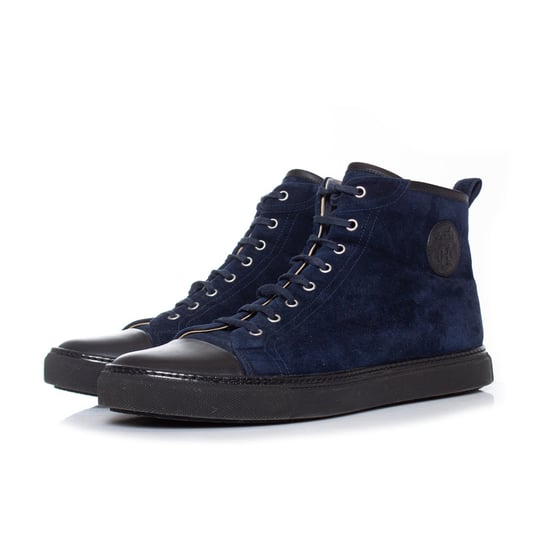 Hermes blauwe suède hoge sneakers - Image 1