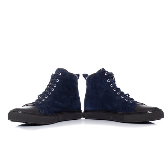 Hermes blauwe suède hoge sneakers - Image 4