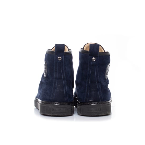 Hermes blauwe suède hoge sneakers - Image 6