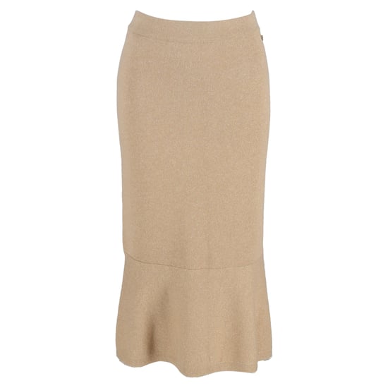 Chanel Uitlopende Midi Rok in Gouden Kasjmier - Image 1