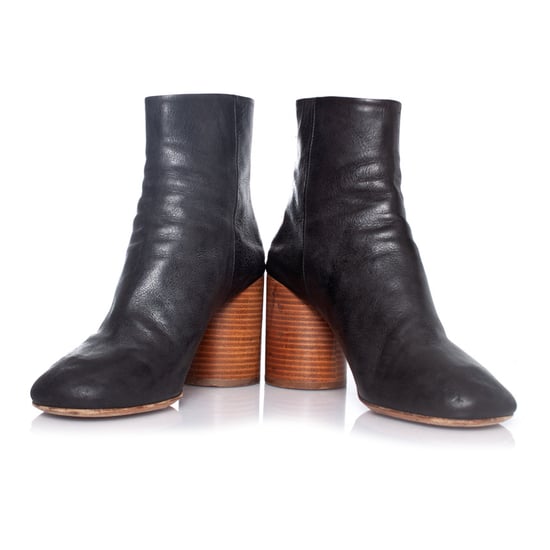 Maison Margiela Zwarte leren enkellaarsjes met ronde neus - Image 3