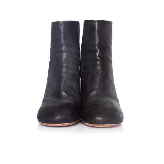 Maison Margiela Zwarte leren enkellaarsjes met ronde neus - Image 4