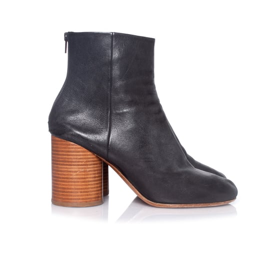 Maison Margiela Zwarte leren enkellaarsjes met ronde neus - Image 5