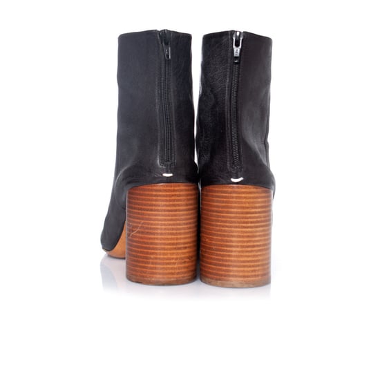 Maison Margiela Zwarte leren enkellaarsjes met ronde neus - Image 6