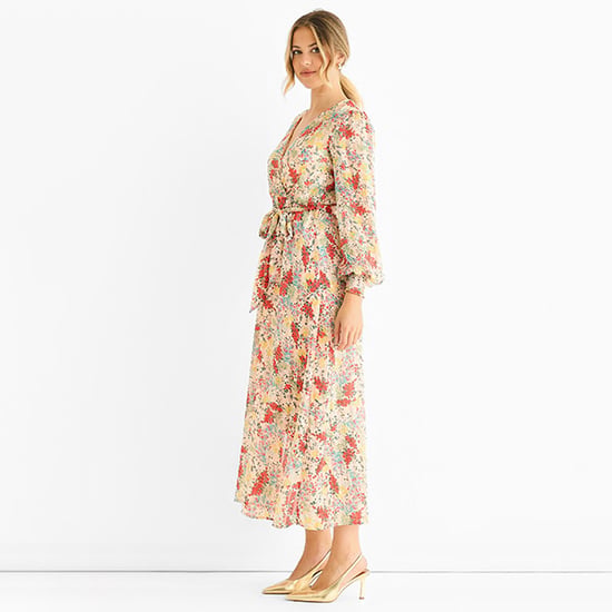 Multi Jacquard Chiffon Midi Jurk - Image 3