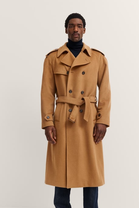 Bugatti Herren Trenchcoat met dubbele rij knopen en riem, wol-kasjmiermix - Image 1