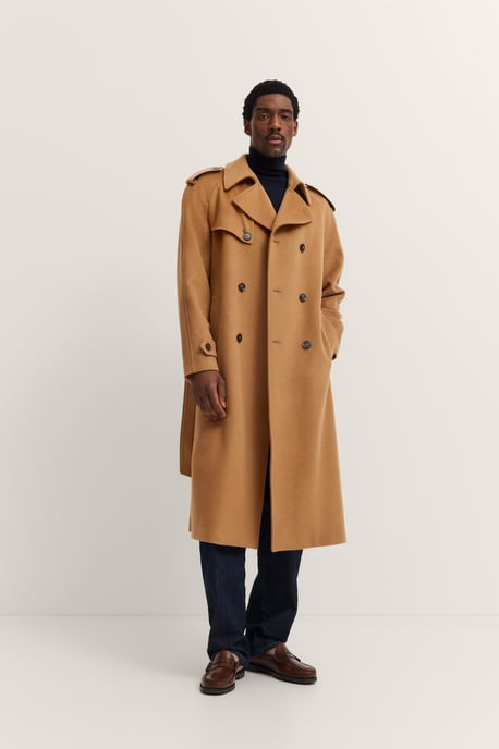 Bugatti Herren Trenchcoat met dubbele rij knopen en riem, wol-kasjmiermix - Image 4
