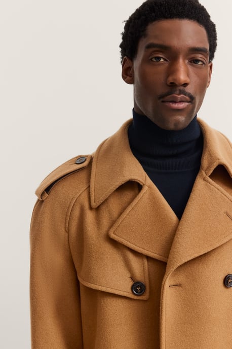 Bugatti Herren Trenchcoat met dubbele rij knopen en riem, wol-kasjmiermix - Image 5