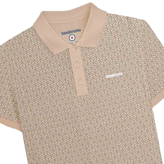 Lambretta Heren Geometrische Cirkel Grote & Lange Polo Shirt (Stone) - Image 3