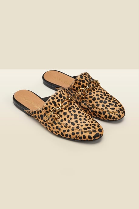 Samba Cheetah Leather Backless Mule - Image 1