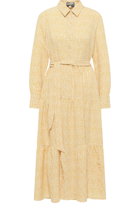 Dreimaster Maxi-jurk met bloemenprint Dames Mosterdgeel gebroken wit - Image 1