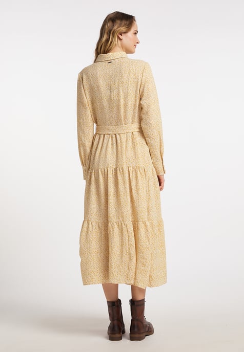 Dreimaster Maxi-jurk met bloemenprint Dames Mosterdgeel gebroken wit - Image 3