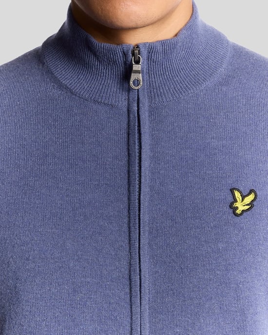 Lyle & Scott Lamswol Blend Rits Cardigan - Grijs - Image 3