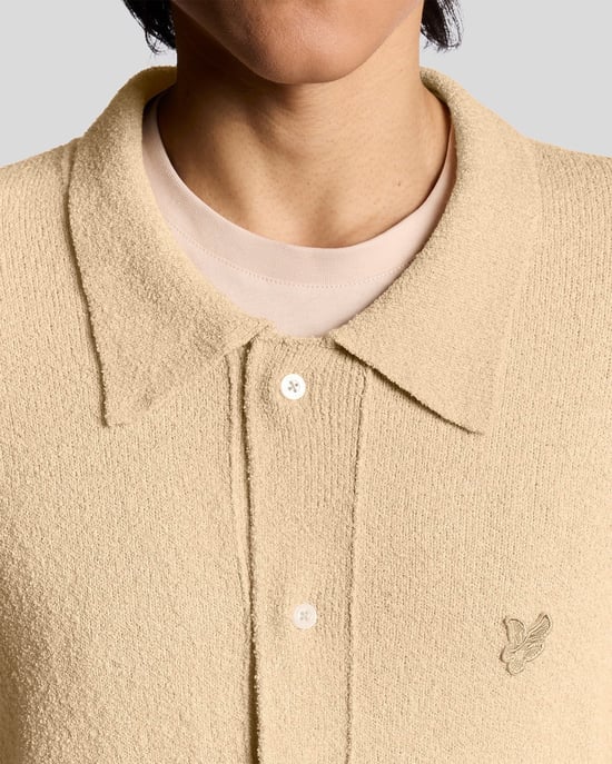 Lyle & Scott gebreide cardigan met kraag en textuur - beige - Image 3